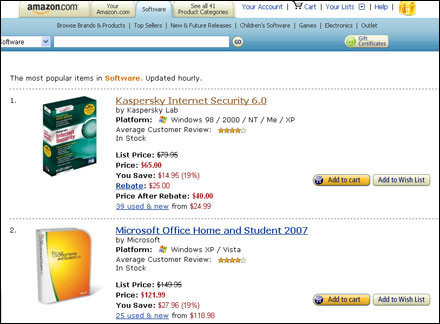 Kaspersky Internet Security 6.0    Amazon,  Microsoft Office
